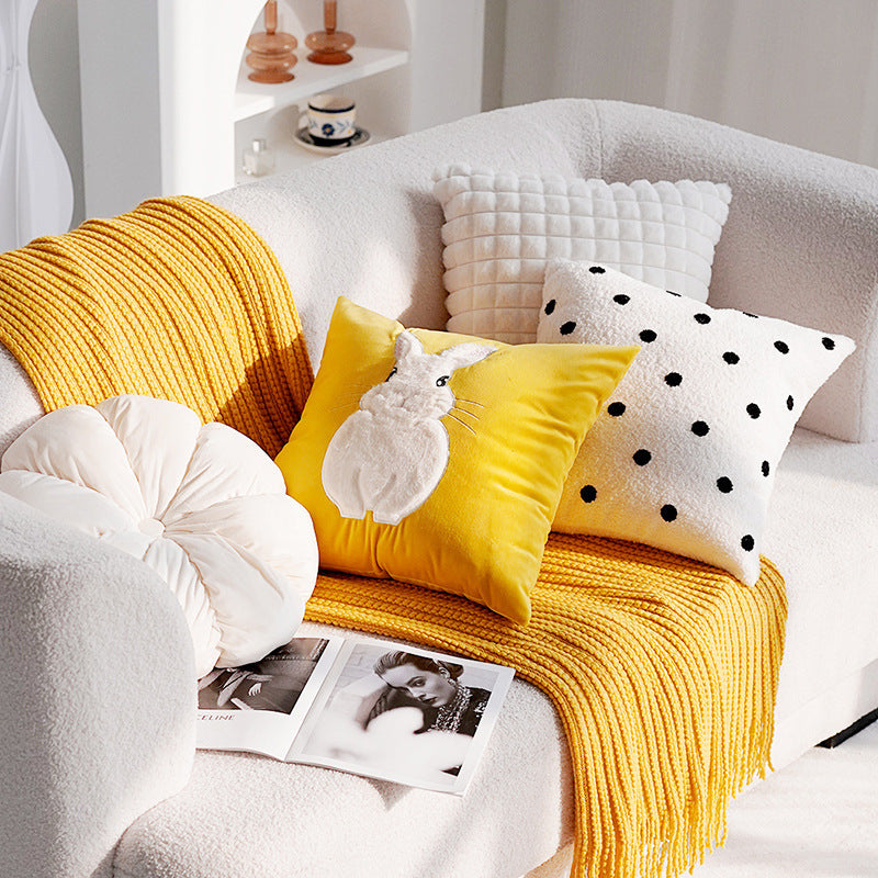 Cozy Textured Polka Dot Decorative Pillow
