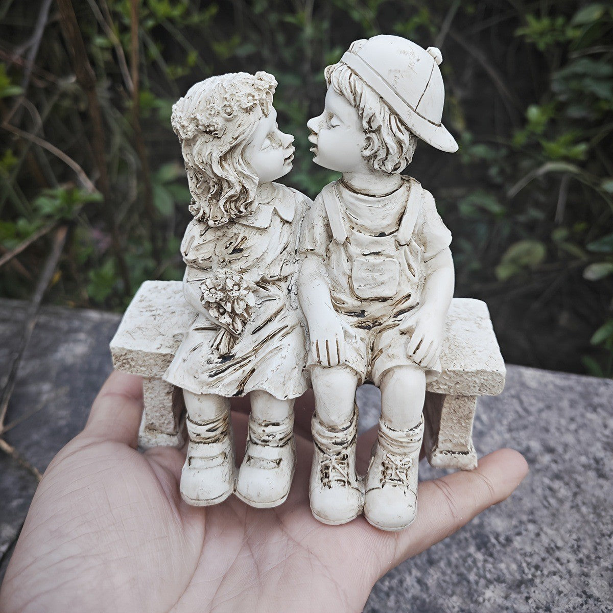 Cute Children Sitting Sculpture Homeandso