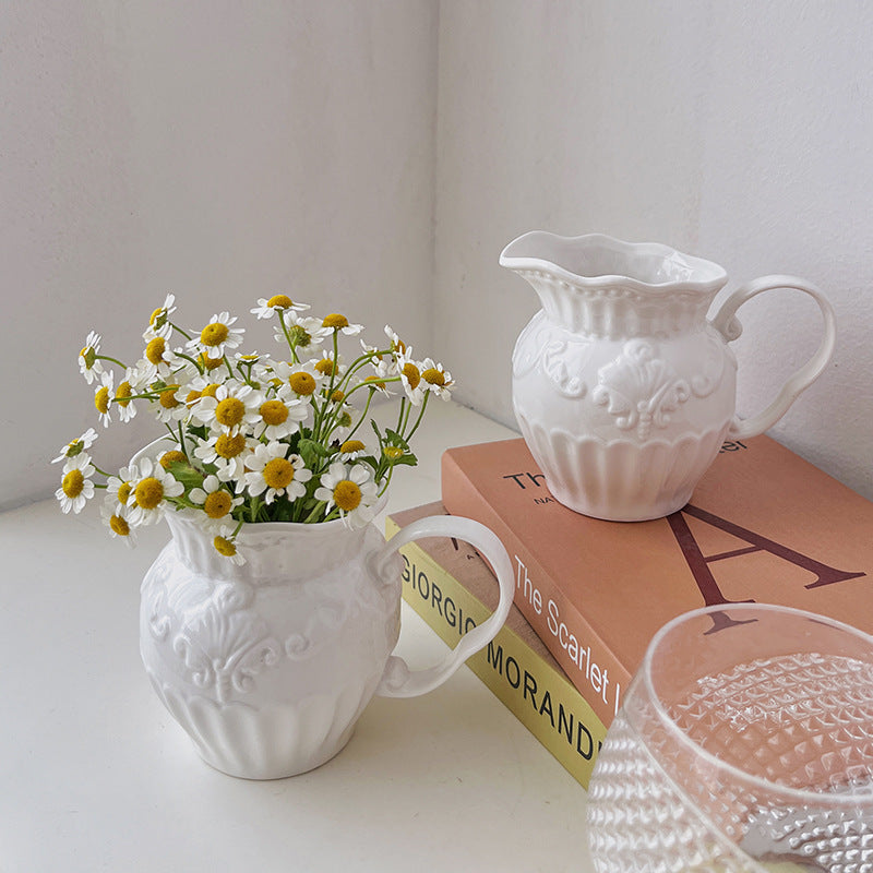 Elegant White Ceramic Pitcher Homeandso