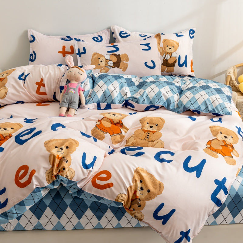Playful Cartoon Bear Bedding Set Homeandso