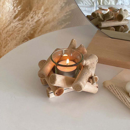Rustic Natural Wood Candle Holder