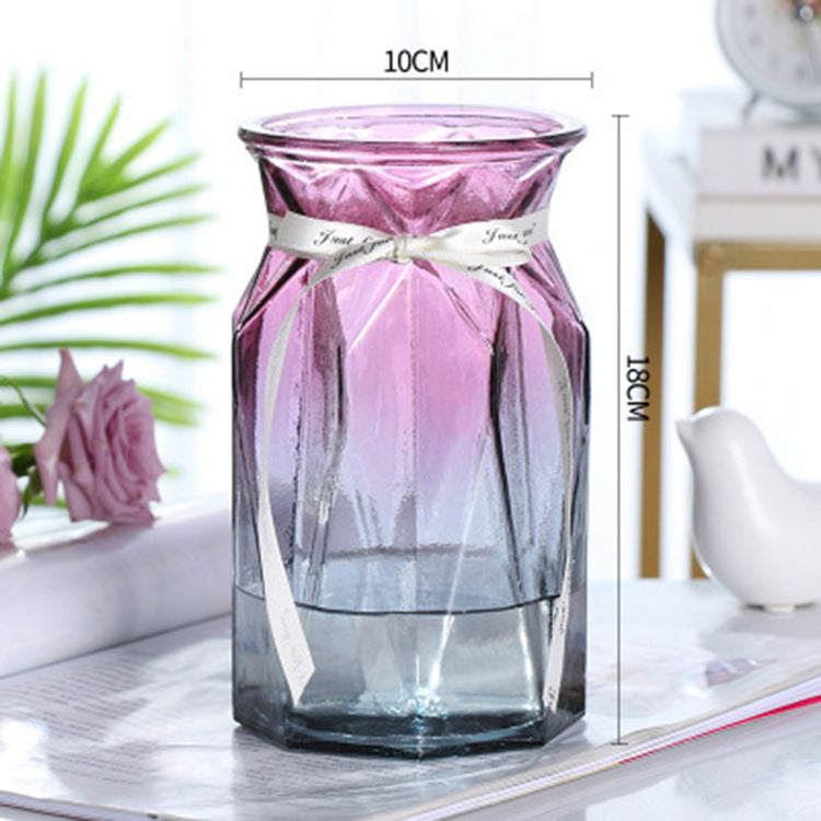 Geometric Patterned Glass Flower Vase