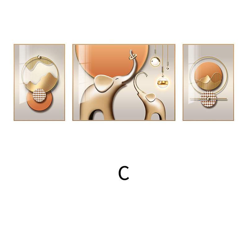 Abstract Elephant-Themed Canvas Triptych Art Homeandso