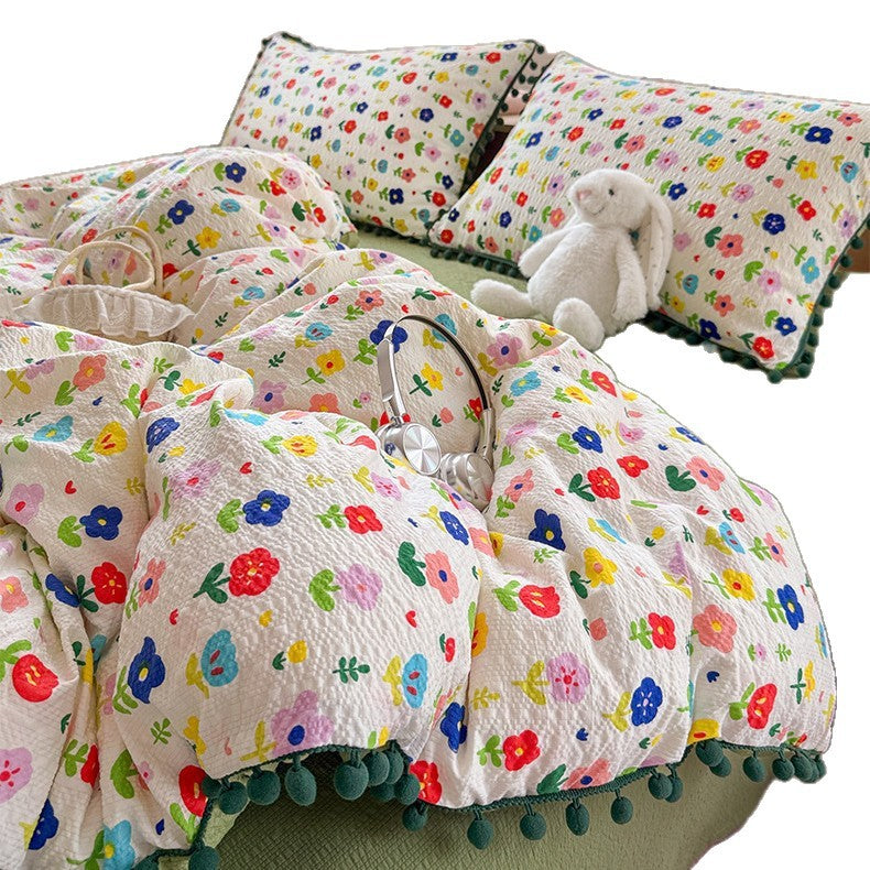 Heart Patterned Decorative Pillow and Duvet Cover Set Homeandso