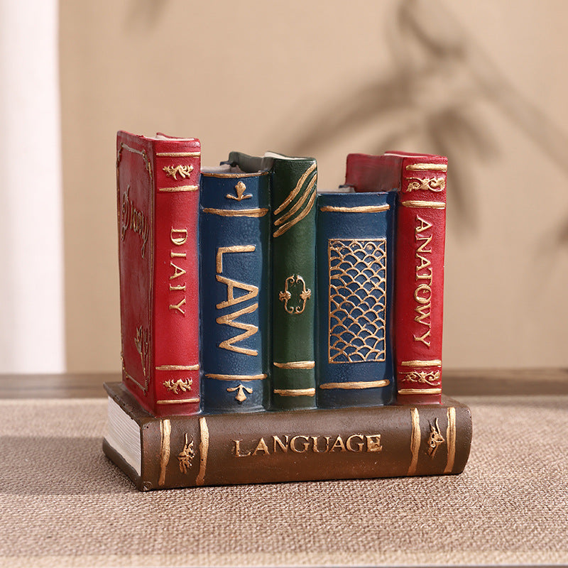 Decorative Book-Shaped Pen Holder Homeandso
