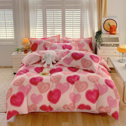 Heart Print Duvet Cover Set Homeandso