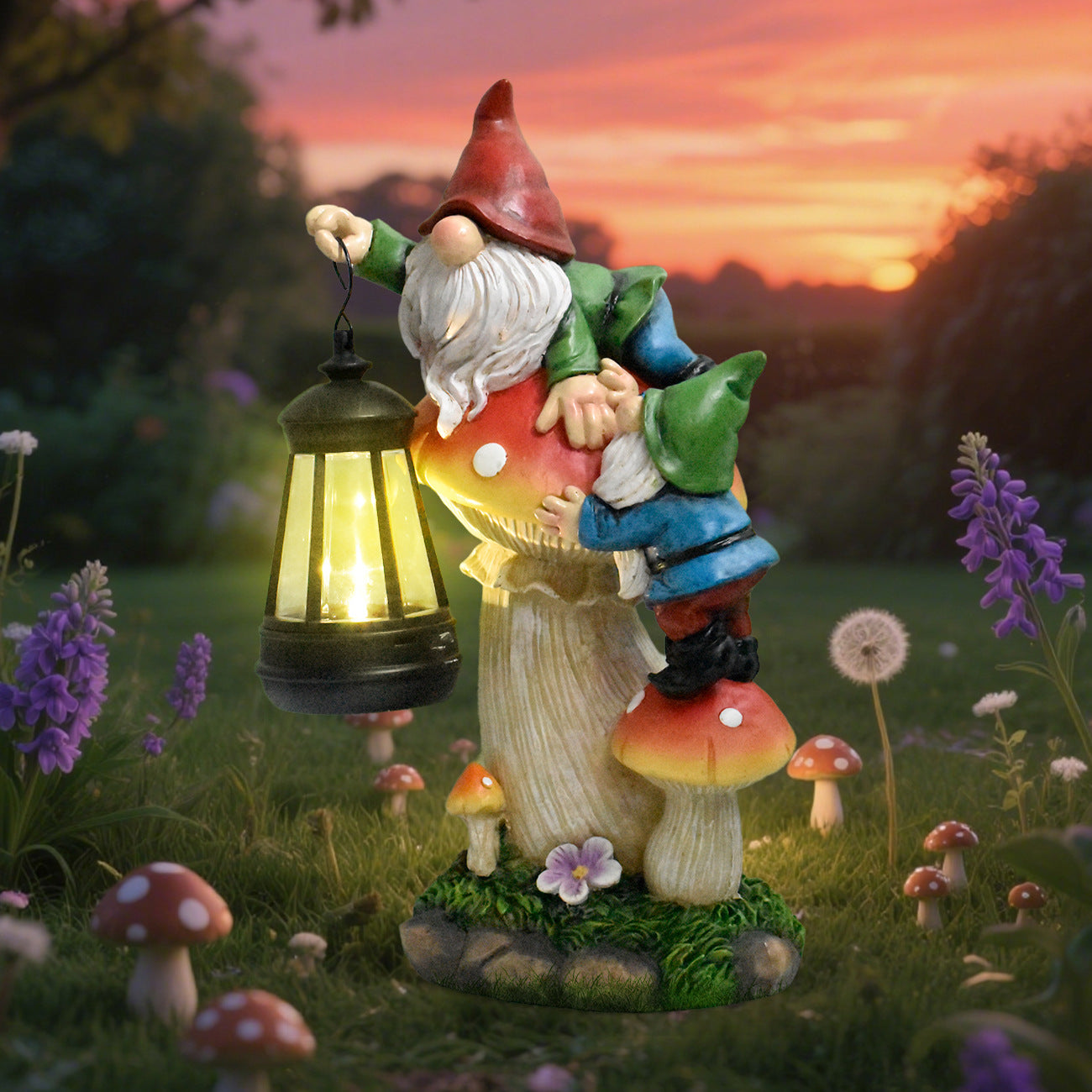 Garden Gnome Figurine with Lantern Homeandso