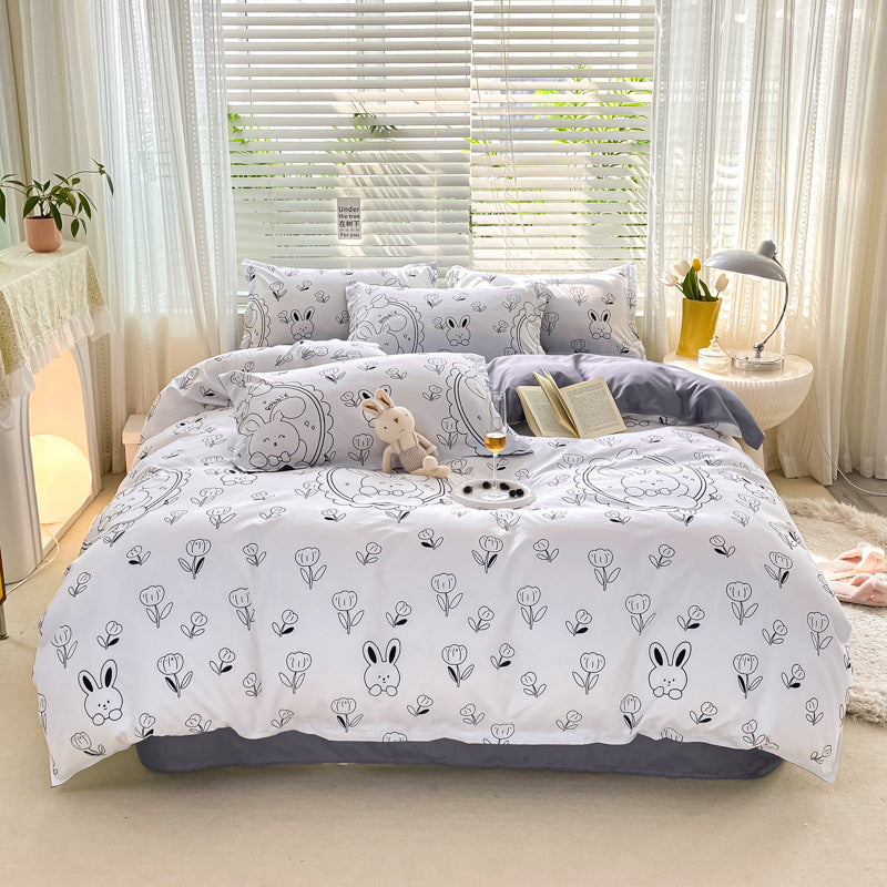 Playful Floral Cartoon Duvet Cover Set Homeandso
