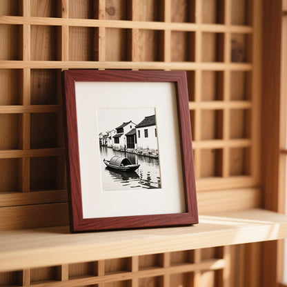 Framed Scenic Boat Artwork