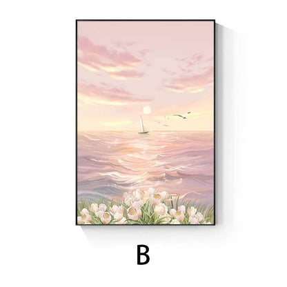 Framed Coastal Sunset Canvas Artwork Homeandso