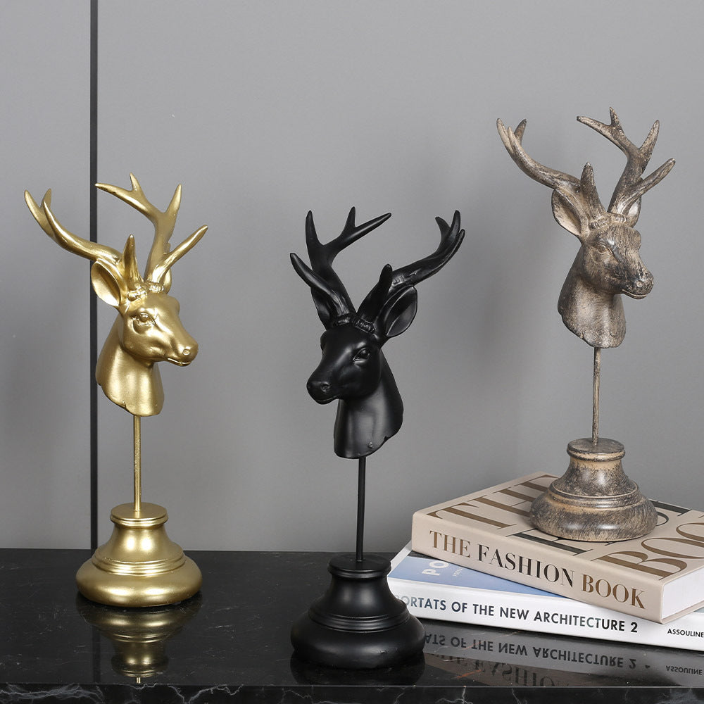 Decorative Antlered Deer Head Statue Homeandso