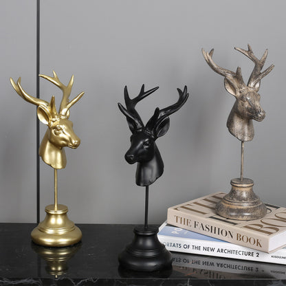 Decorative Antlered Deer Head Statue Homeandso