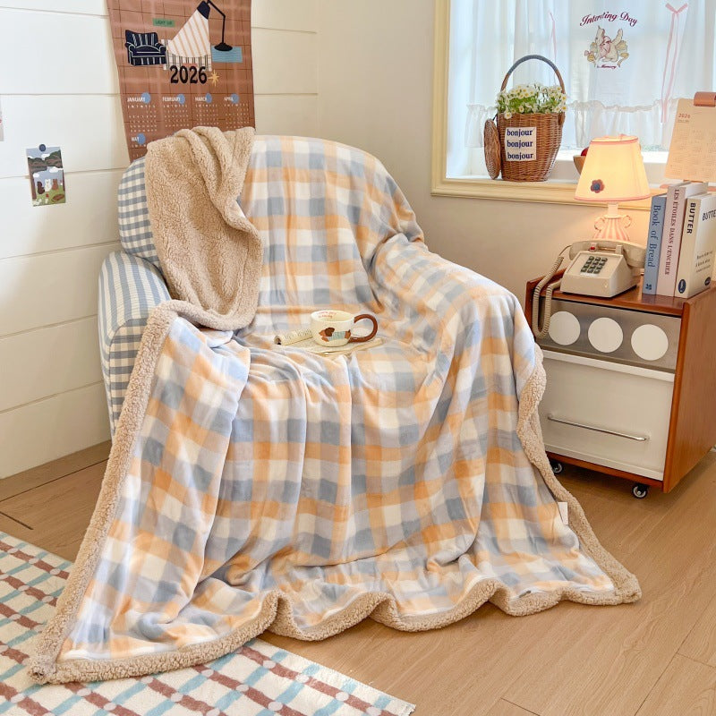 Plush Checkered Throw Blanket