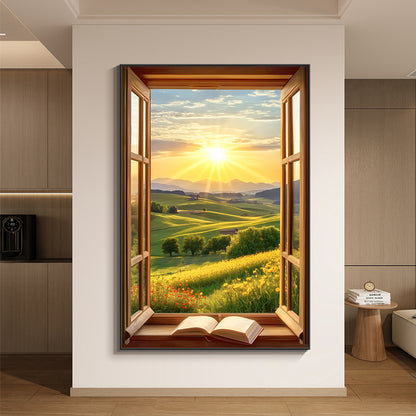 Coastal Window View Canvas Art Homeandso