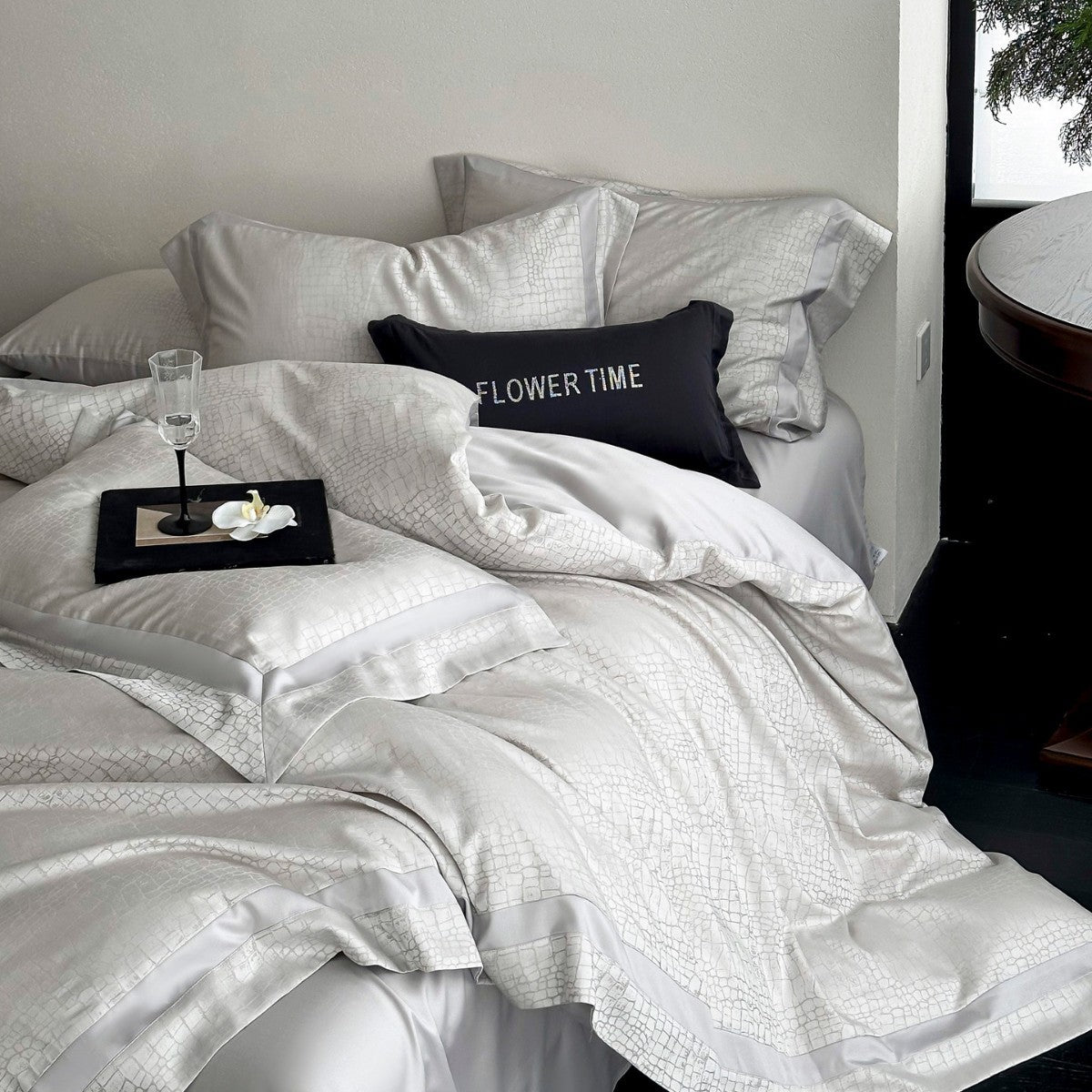 Decorative Premium Textured Satin Bedding Set Homeandso