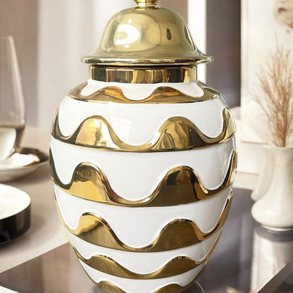 Decorative Geometric Pattern Lidded Jar Homeandso