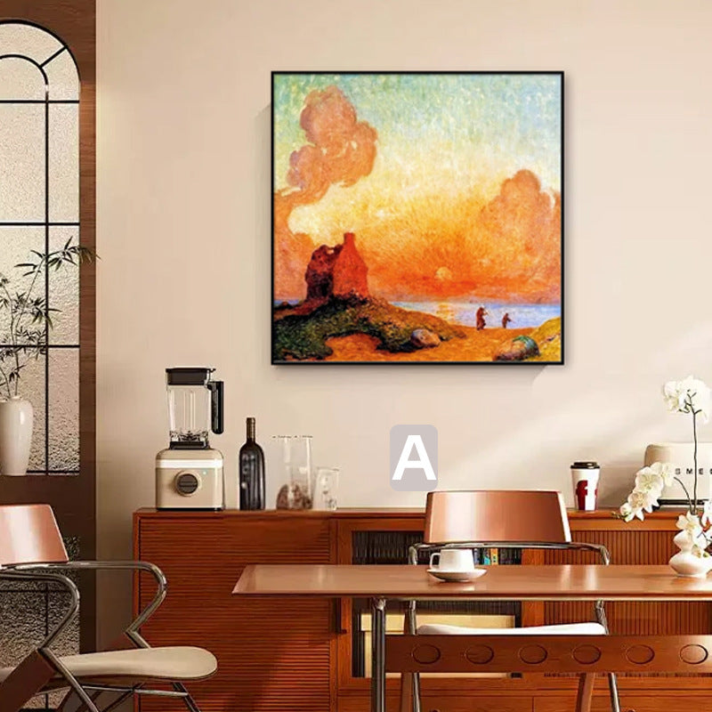 Framed Impressionist Sunset Landscape Art Homeandso