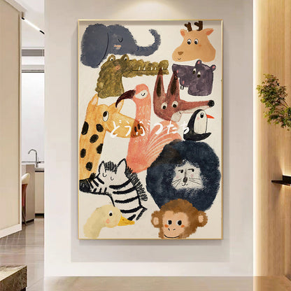 Playful Animal Illustration Canvas Wall Art Homeandso