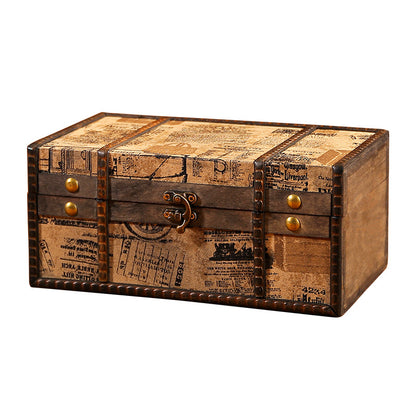 Vintage-Inspired Wooden Lockable Treasure Chest Homeandso