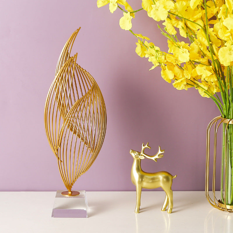 Elegant Metallic Wave Sculpture Homeandso