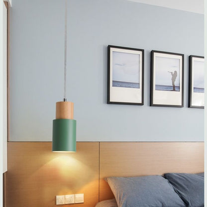 Modern Wooden and Metal Pendant Light