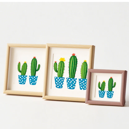 Stylish Cactus Illustration Wall Art Frame