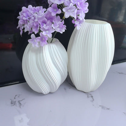 Decorative Ribbed Ceramic Vase