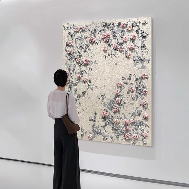 Textured Floral Relief Canvas Wall Art Homeandso