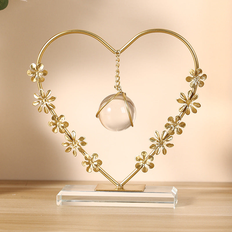 Floral Heart-Shaped Crystal Ball Stand Homeandso