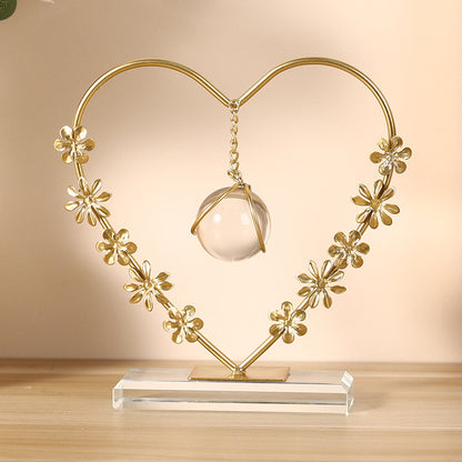 Floral Heart-Shaped Crystal Ball Stand Homeandso