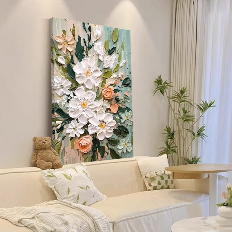 Floral Embellished Canvas Artwork Homeandso