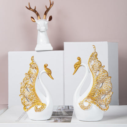 Elegant Ceramic Swan Figurines Homeandso