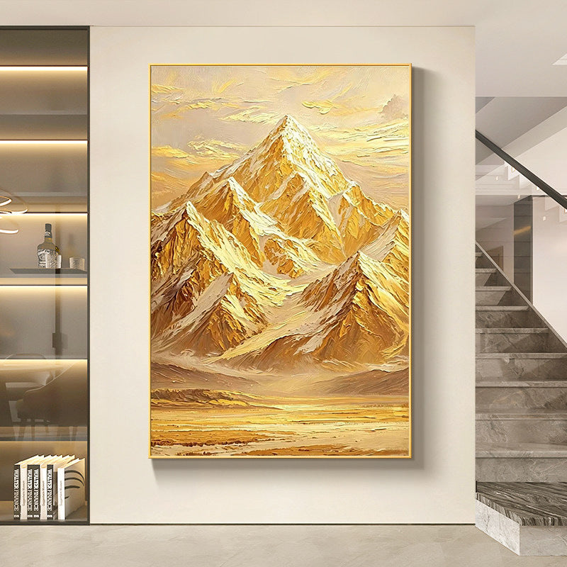 Textured Golden Mountain Landscape Canvas Art Homeandso