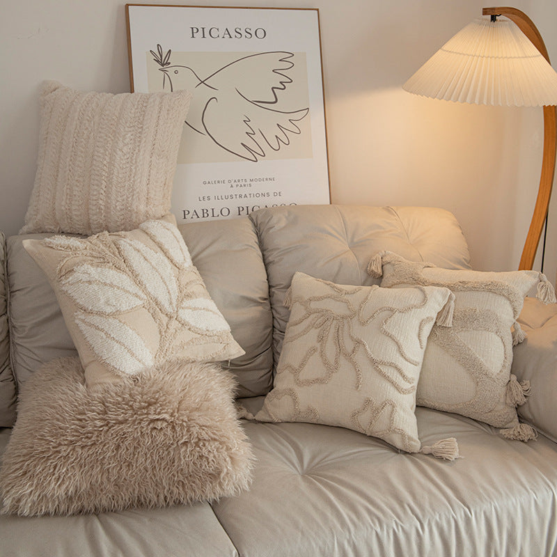 Textured Leaf Design Throw Pillow