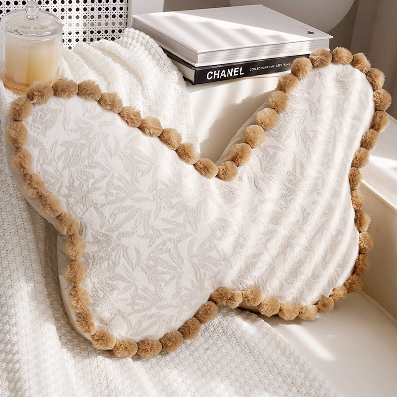 Artistic Floral Butterfly Shaped Throw Pillow