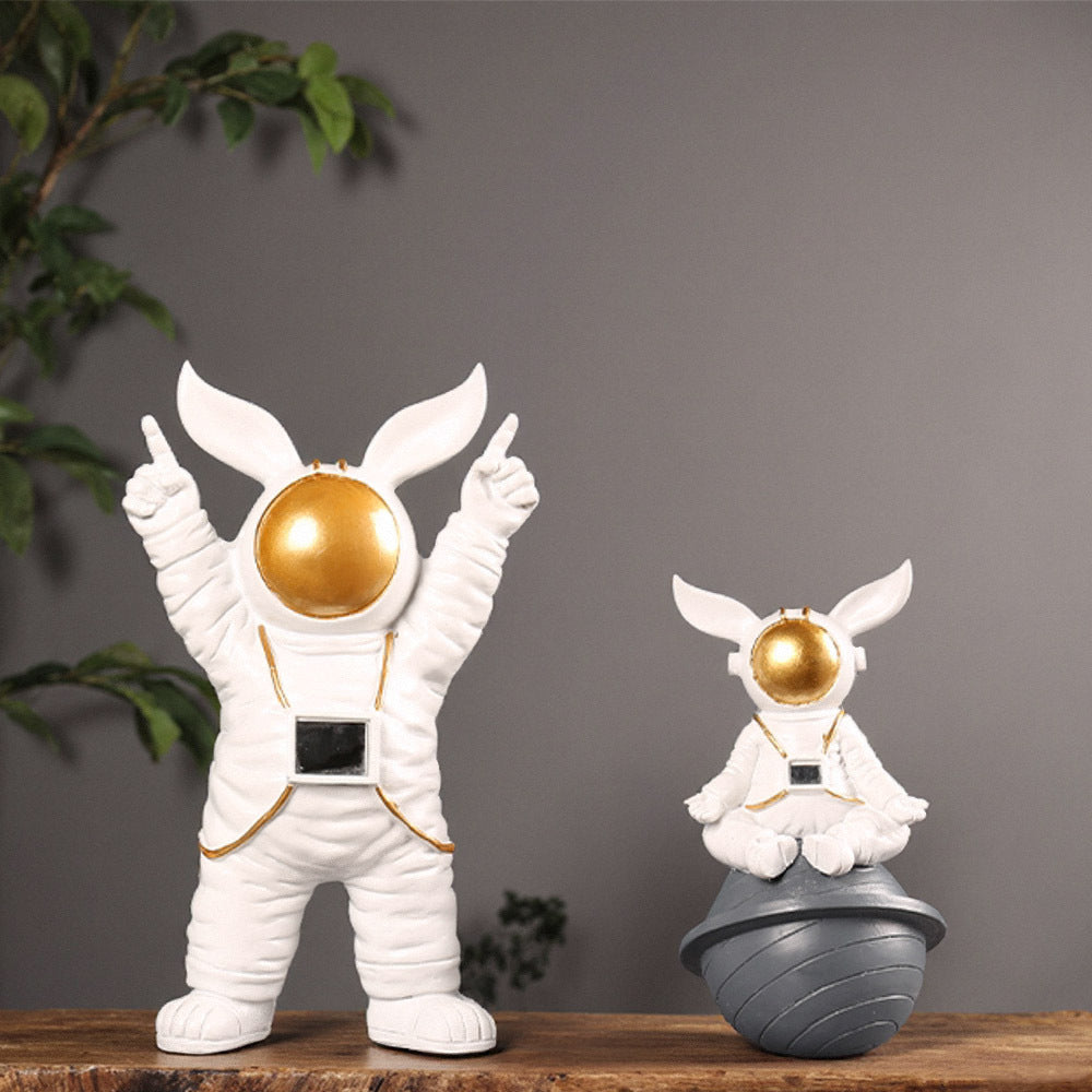Astronaut Bunny Decorative Figurine Set Homeandso