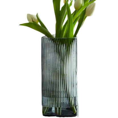 Stylish Vertical Striped Glass Vase