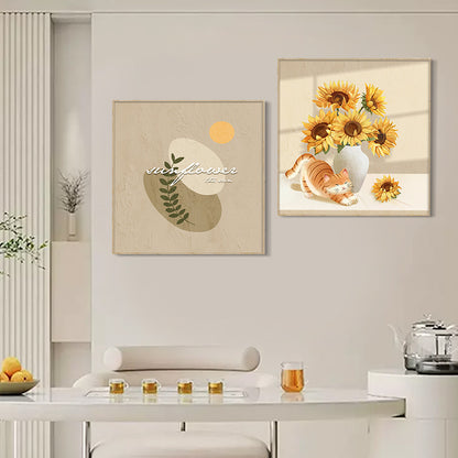 Cat and Sunflower Framed Wall Art Homeandso