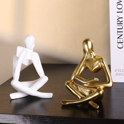 Contemporary Sitting Reader Figurine Homeandso