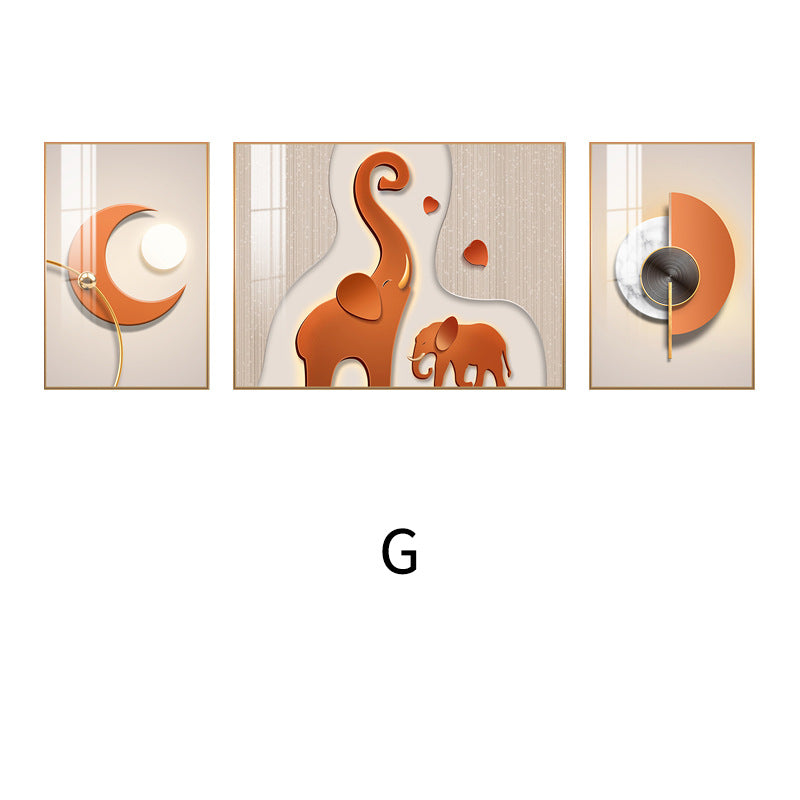 Abstract Elephant-Themed Canvas Triptych Art Homeandso
