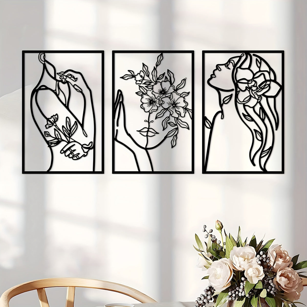 Floral Silhouette Wall Art Set Homeandso