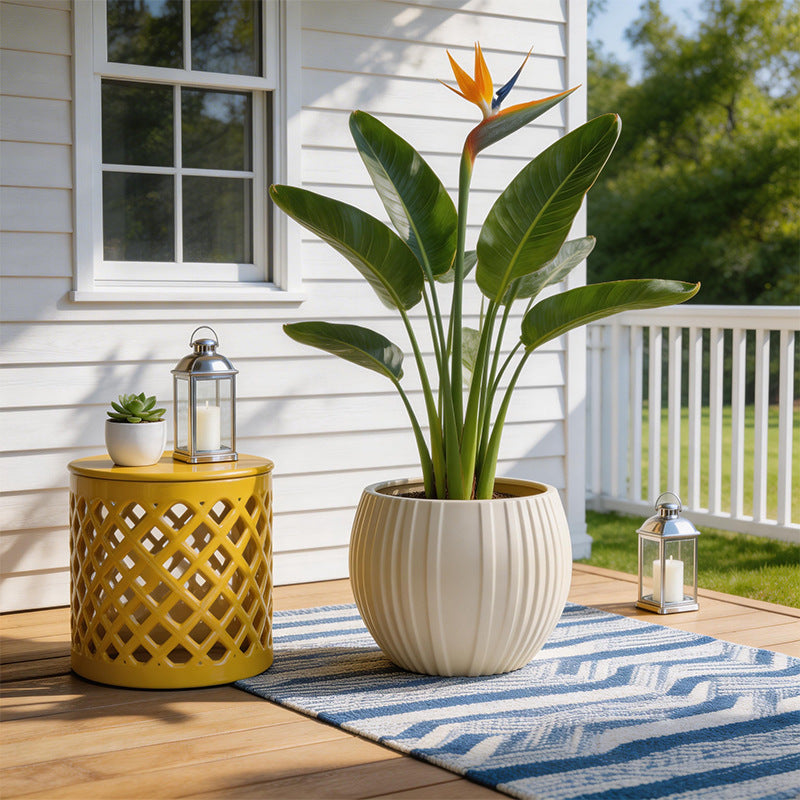 Elegant Ribbed Ceramic Planter Homeandso