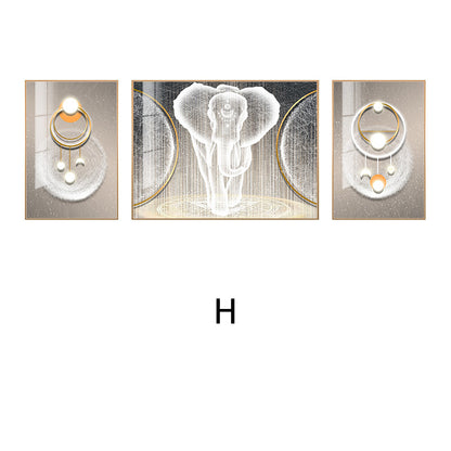 Abstract Elephant-Themed Canvas Triptych Art Homeandso