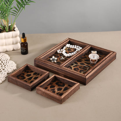 Decorative Wooden Tray with Leopard Print Homeandso