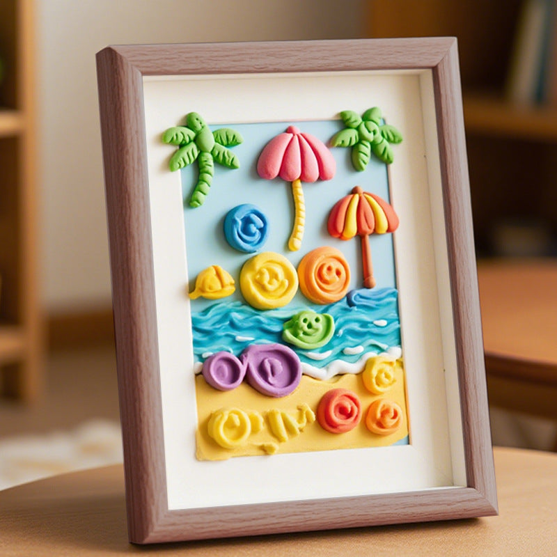 3D Beach Scene Art Frame