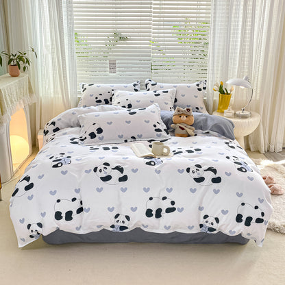 Playful Floral Cartoon Duvet Cover Set Homeandso