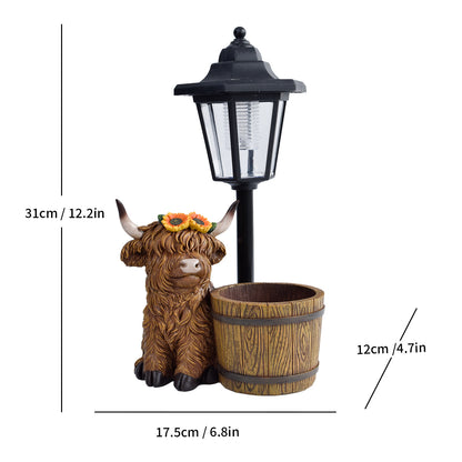 Decorative Highland Cow Solar Lantern Homeandso