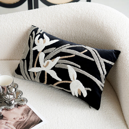 Decorative Floral Embroidered Throw Pillow