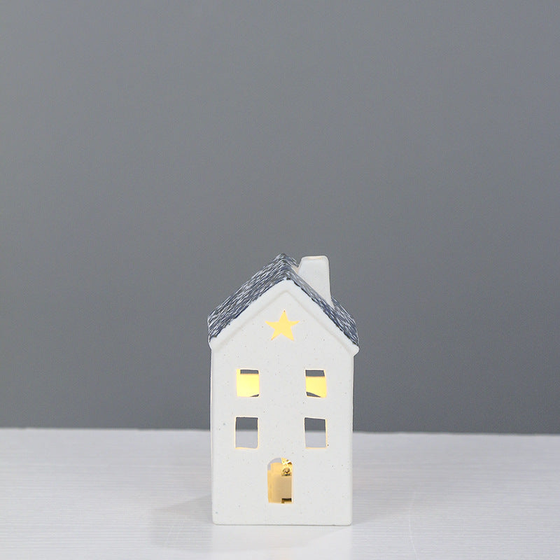 Ceramic Cottage Candle Holder Homeandso