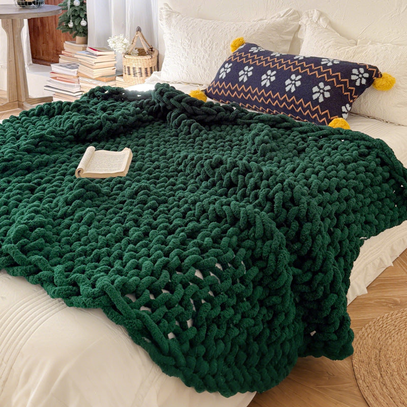 Chunky Hand-Knitted Throw Blanket